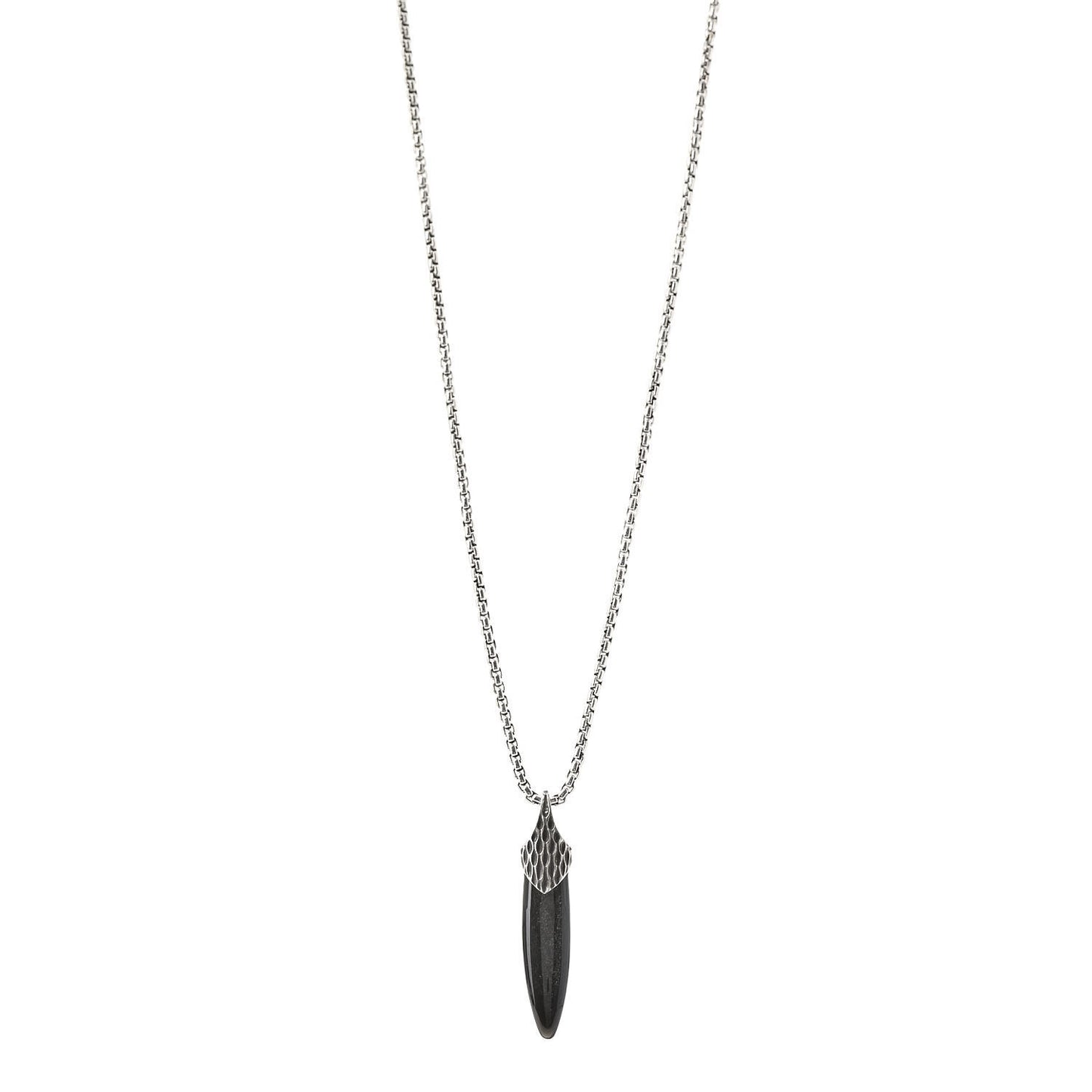 Sterling Silver Black Obsidian Legends Naga Pendant Necklace