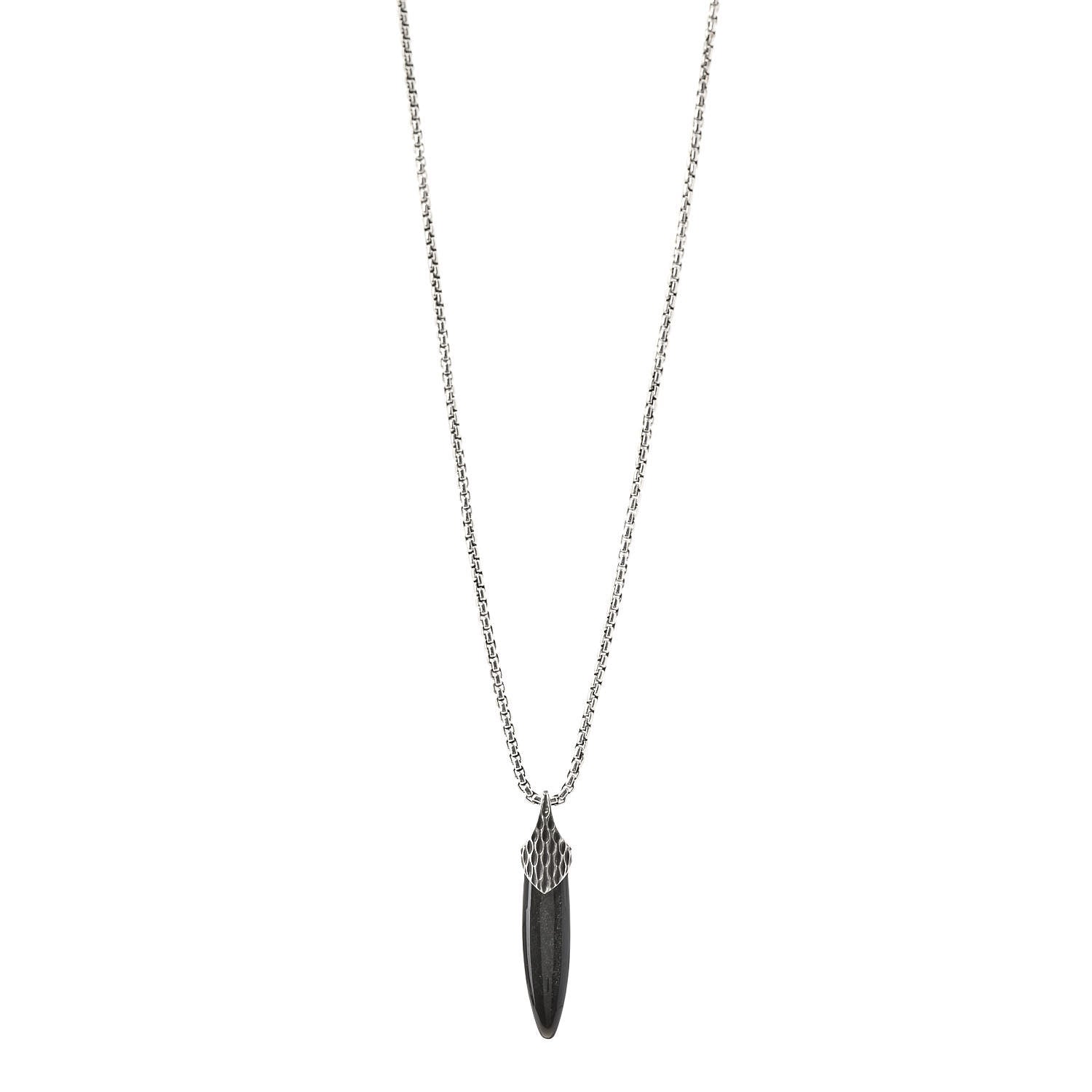 John Hardy Sterling Silver Black Obsidian Legends Naga Pendant Necklace 1 of 5