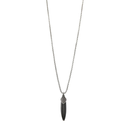 John Hardy Sterling Silver Black Obsidian Legends Naga Pendant Necklace 1 of 5