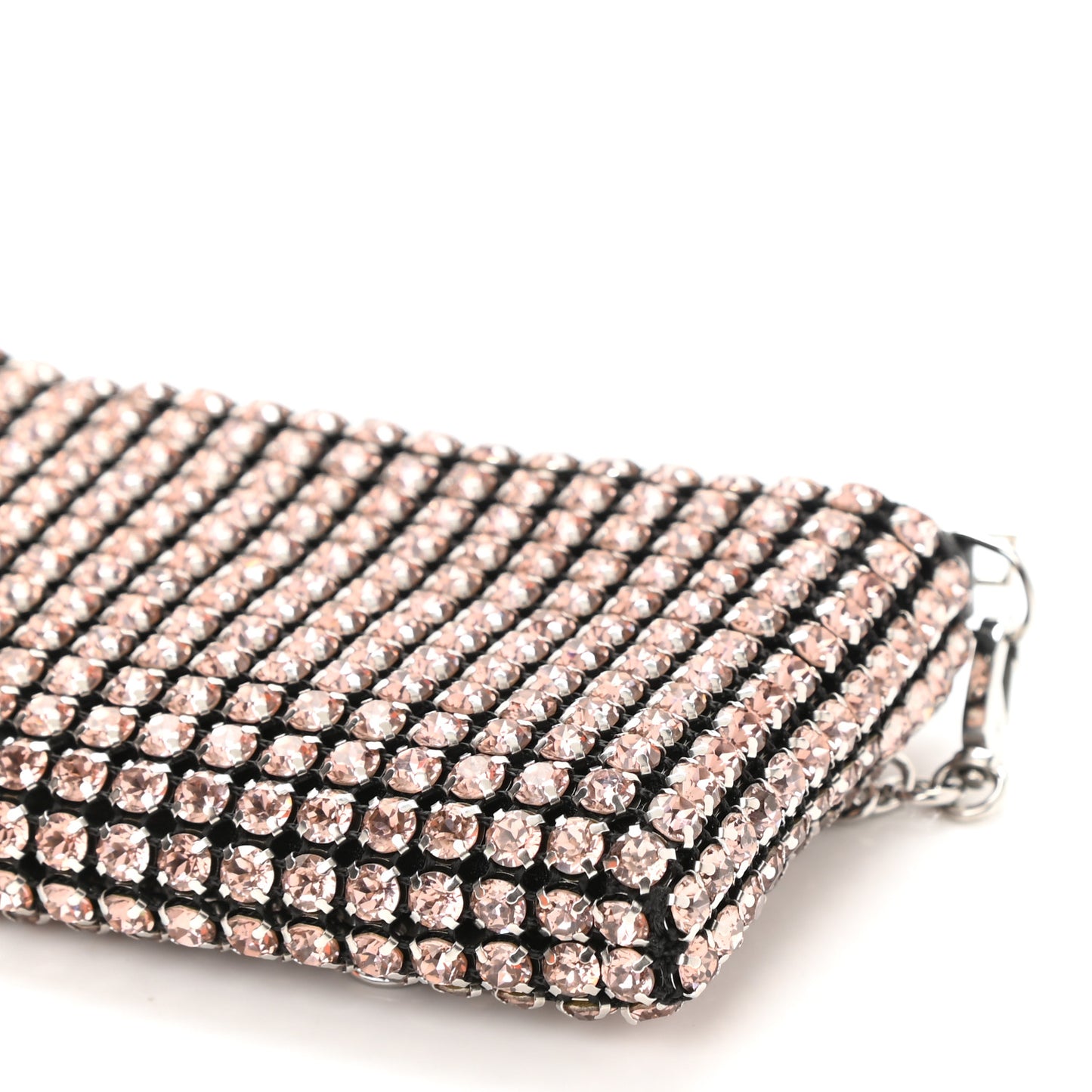 Mesh Crystal Rhinestone Nano Heiress Pouch Pink