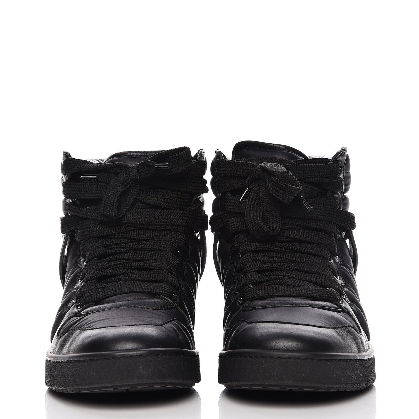 Nylon Calfskin Mens High Top Sneakers 8.5 Black