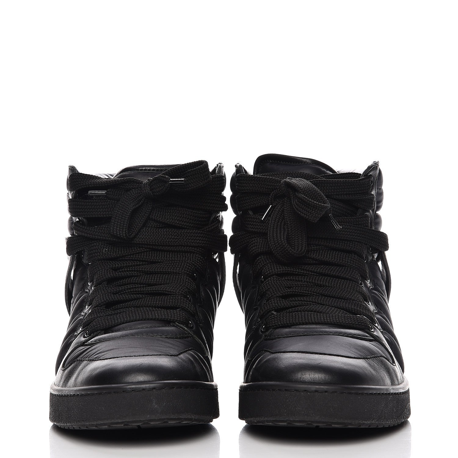Gucci Nylon Calfskin Mens High Top Sneakers 8.5 Black 4 of 11