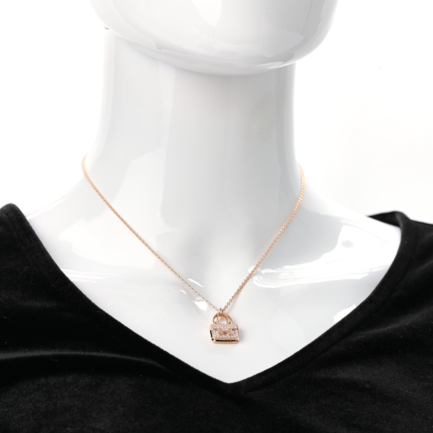 18K Rose Gold Diamond Constance Amulettes Pendant Necklace