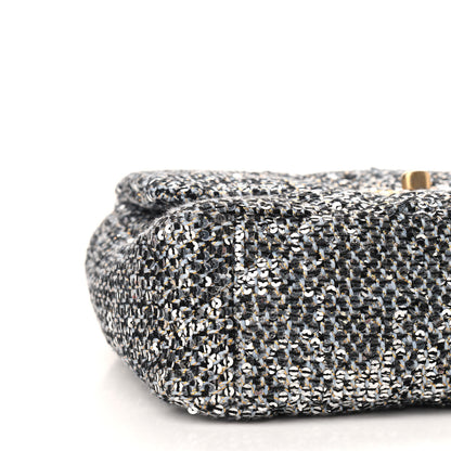 Chanel Sequin Quilted Medium Chanel 19 Flap Silver 8 of 9