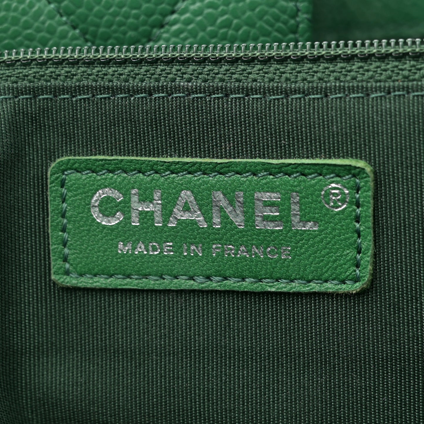Caviar Quilted Large Classic Shopping Tote Green