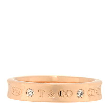 Tiffany 18K Rose Gold Diamond Narrow 1837 Ring 50 5.5 1 of 5