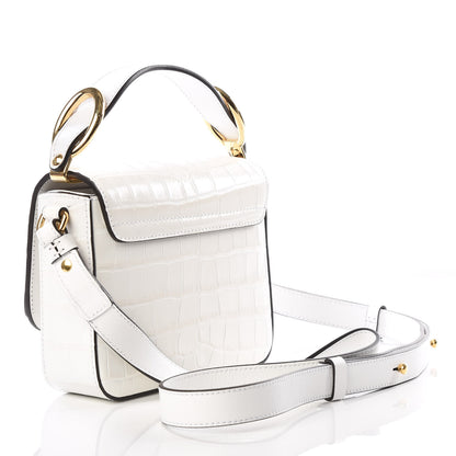 Chloe Calfskin Crocodile Embossed Mini C Double Carry Brilliant White 2 of 8