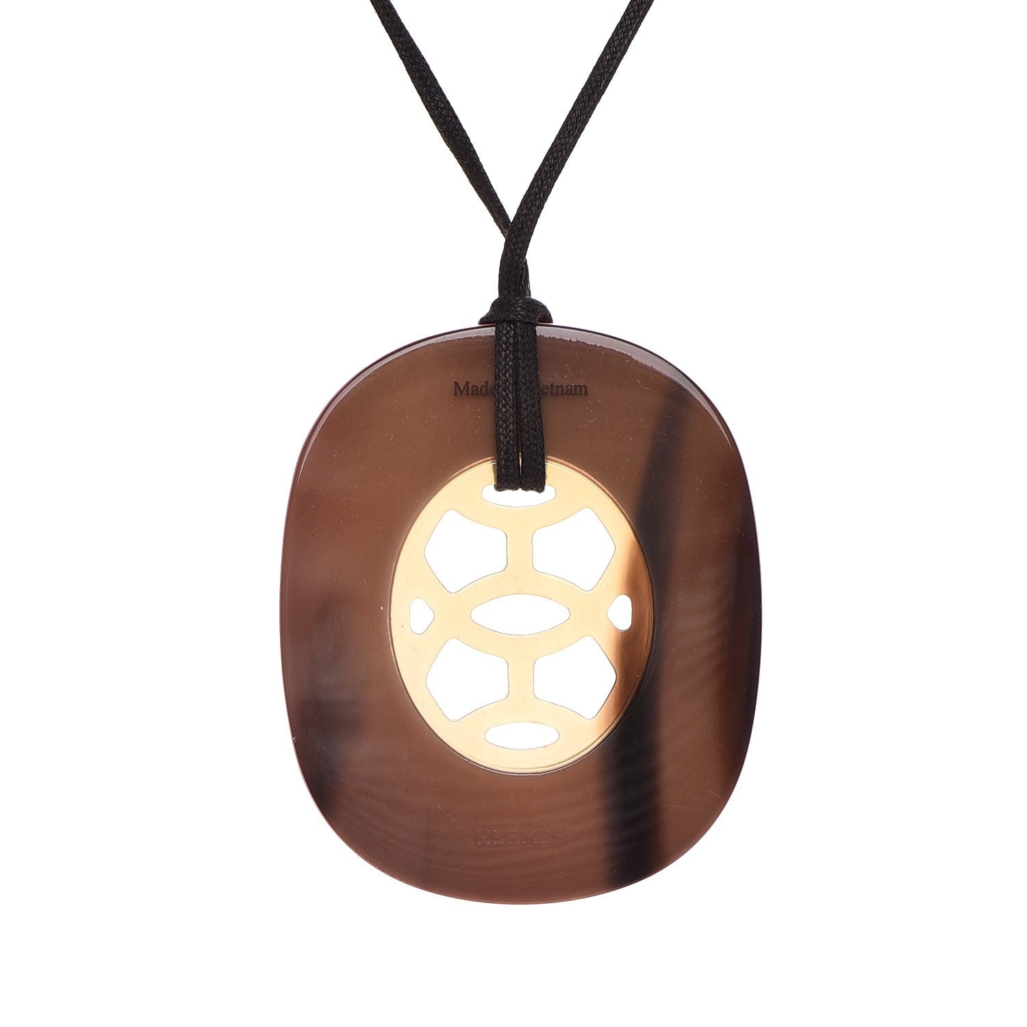 Hermes Buffalo Horn Lacquer Lift Necklace GM Meringue 3 of 5