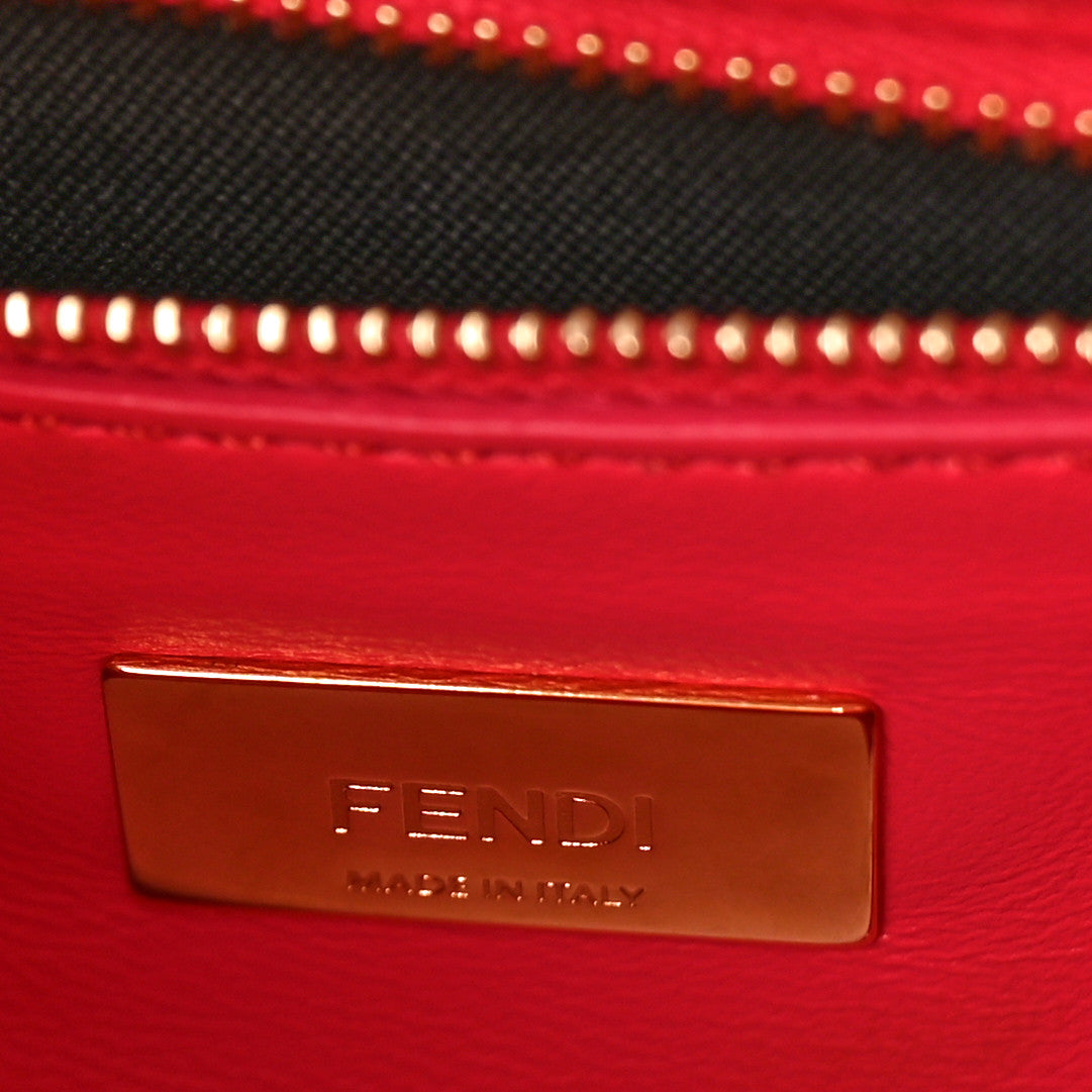 Fendi Nappa Stacked Bar Mini Peekaboo Iconic Satchel Lampone 6 of 9