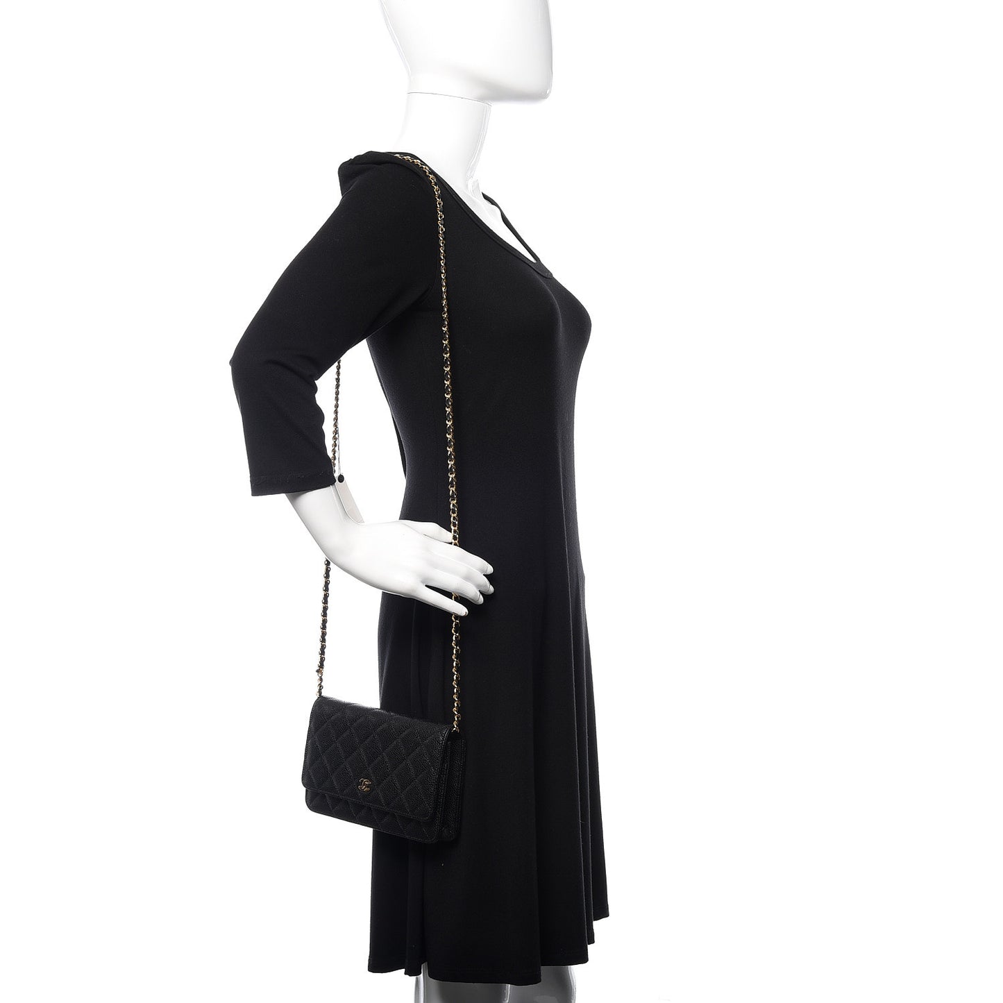 Caviar Quilted Wallet On Chain WOC Black
