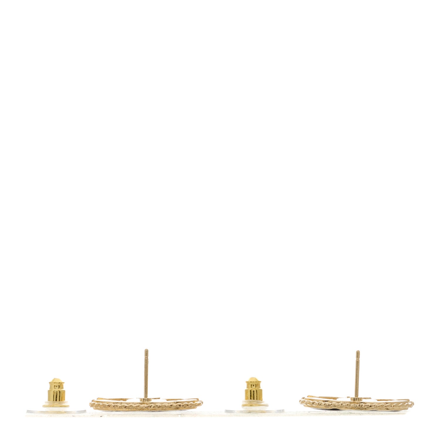 Chanel Enamel Metal Rope CC Earrings Black Gold 3 of 5