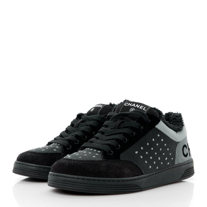 Chanel Fabric Suede Calfskin Logo Sneakers 36.5 Gray 3 of 10