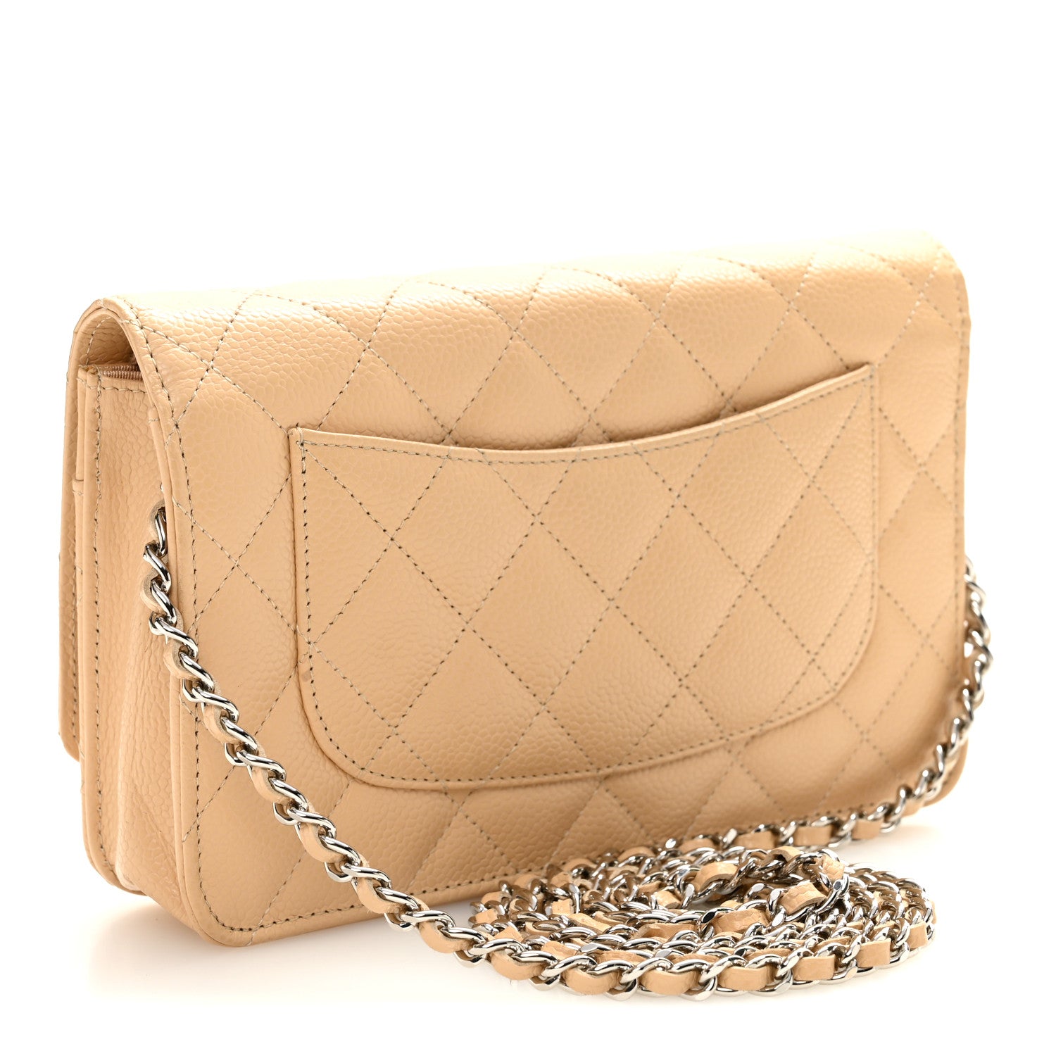 Chanel Caviar Quilted Wallet on Chain WOC Beige 3 of 11