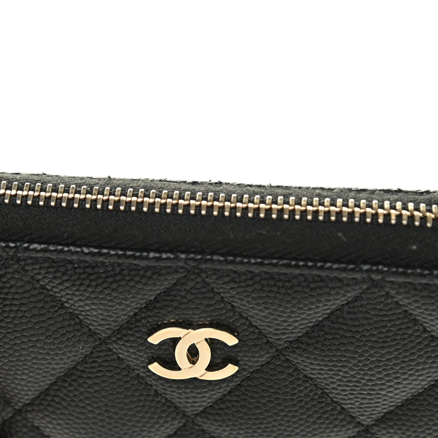 Caviar Quilted Zipped Key Holder Case Black