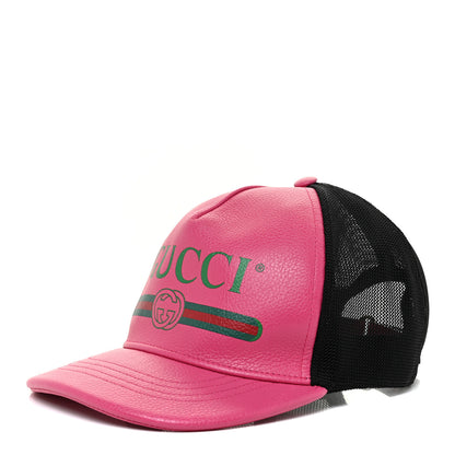 Gucci Cripto Calfskin Logo Baseball Hat M Fuxia Black 1 of 6