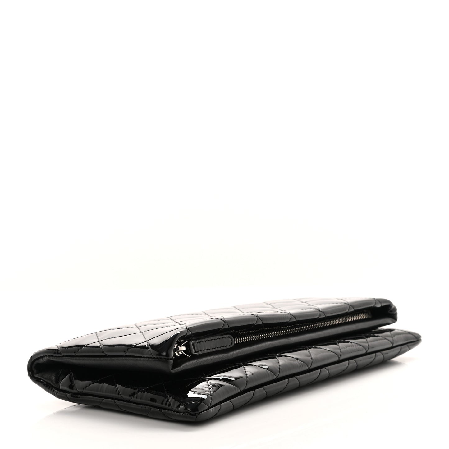 Patent Calfskin Quilted Beauty CC Clutch Black