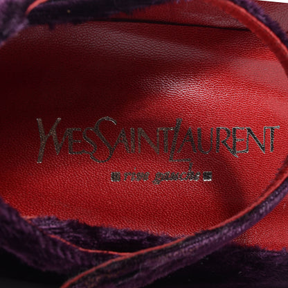 Saint Laurent Velvet Wedge Sandals 40 Purple Red 6 of 6