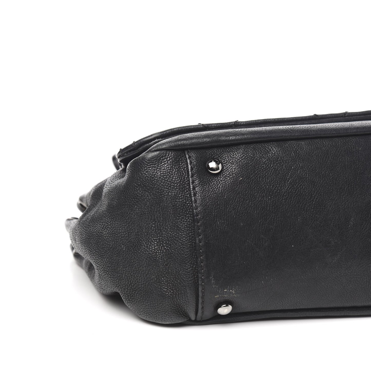 Calfskin Diamond Stitch Accordion Flap Black