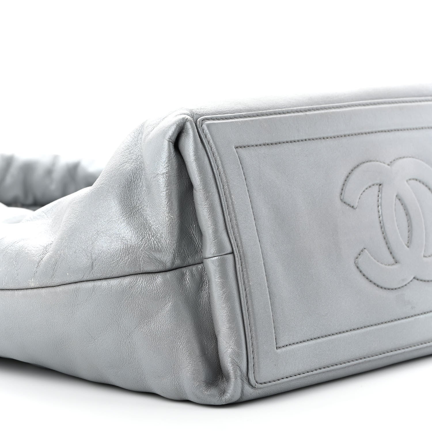 Chanel Metallic Lambskin Quilted Small Coco Cocoon Reversible Tote Light Grey 14 of 22