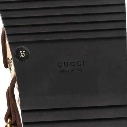 Gucci Monogram Kid Scamosciato Double G Womens Dad Sandals 35 Beige Ebony New Acero 6 of 10
