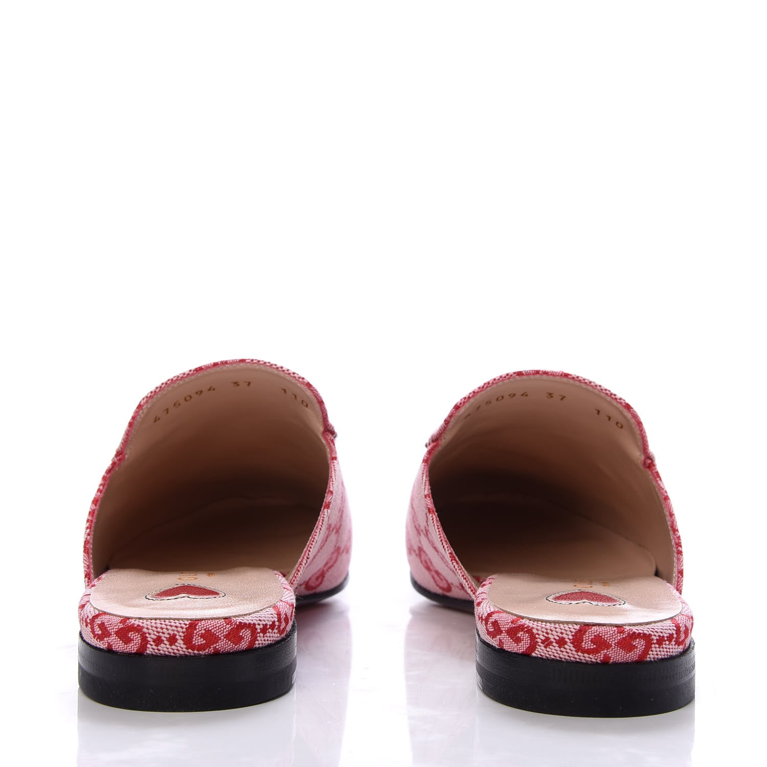 Gucci Canvas GG Monogram Horsebit Womens Princetown Slippers 37 Gardenia Hibiscus Red 6 of 10