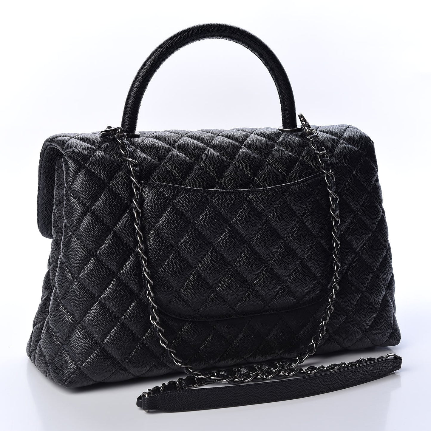 Caviar Quilted Medium Coco Handle Flap Black