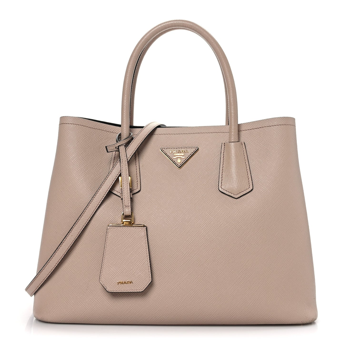 Saffiano Cuir Small Double Bag Cammeo Black