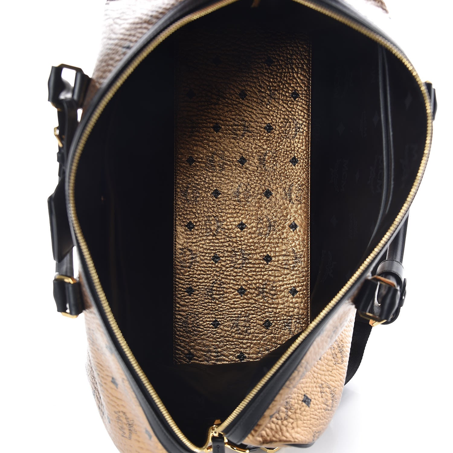 MCM Metallic Visetos Medium Traveler Weekender Bag Gold 5 of 9