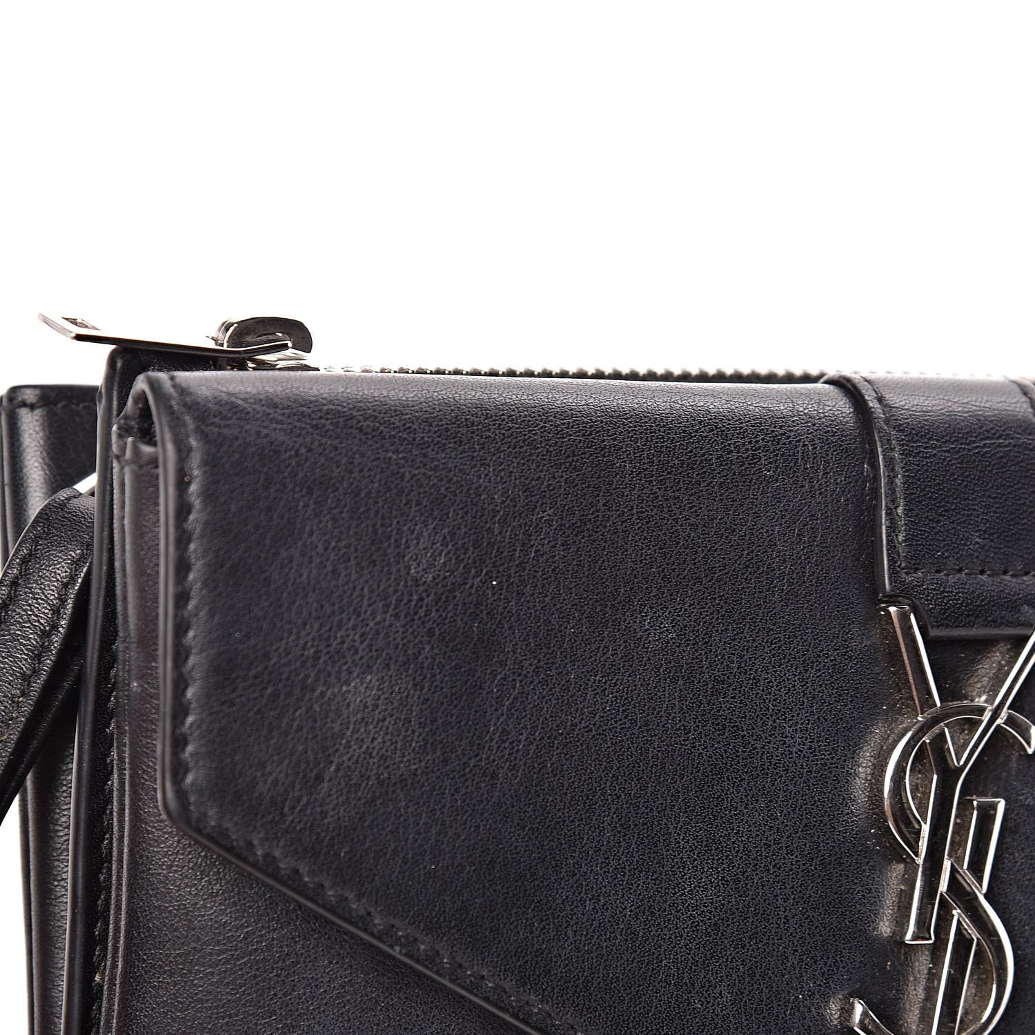 Saint Laurent Calfskin Monogram Tri Pocket Crossbody Bag Black 13 of 13