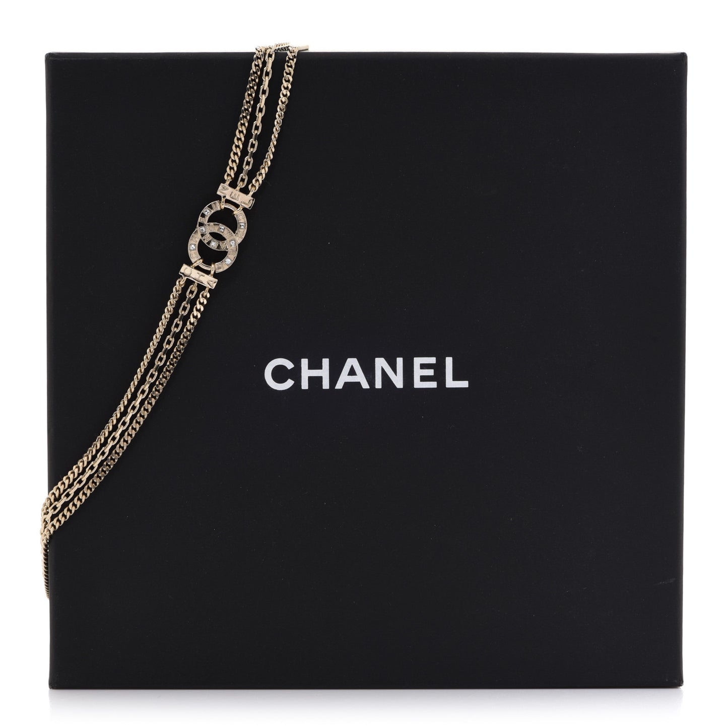 Crystal Chain Short Necklace Gold