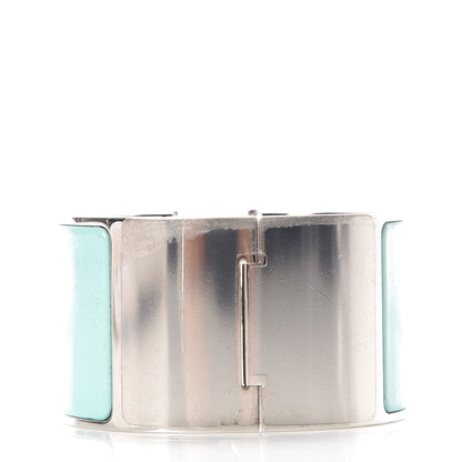 Hermes Enamel Extra Wide Clic Clac H Bracelet GM Lagon Blanc 3 of 4