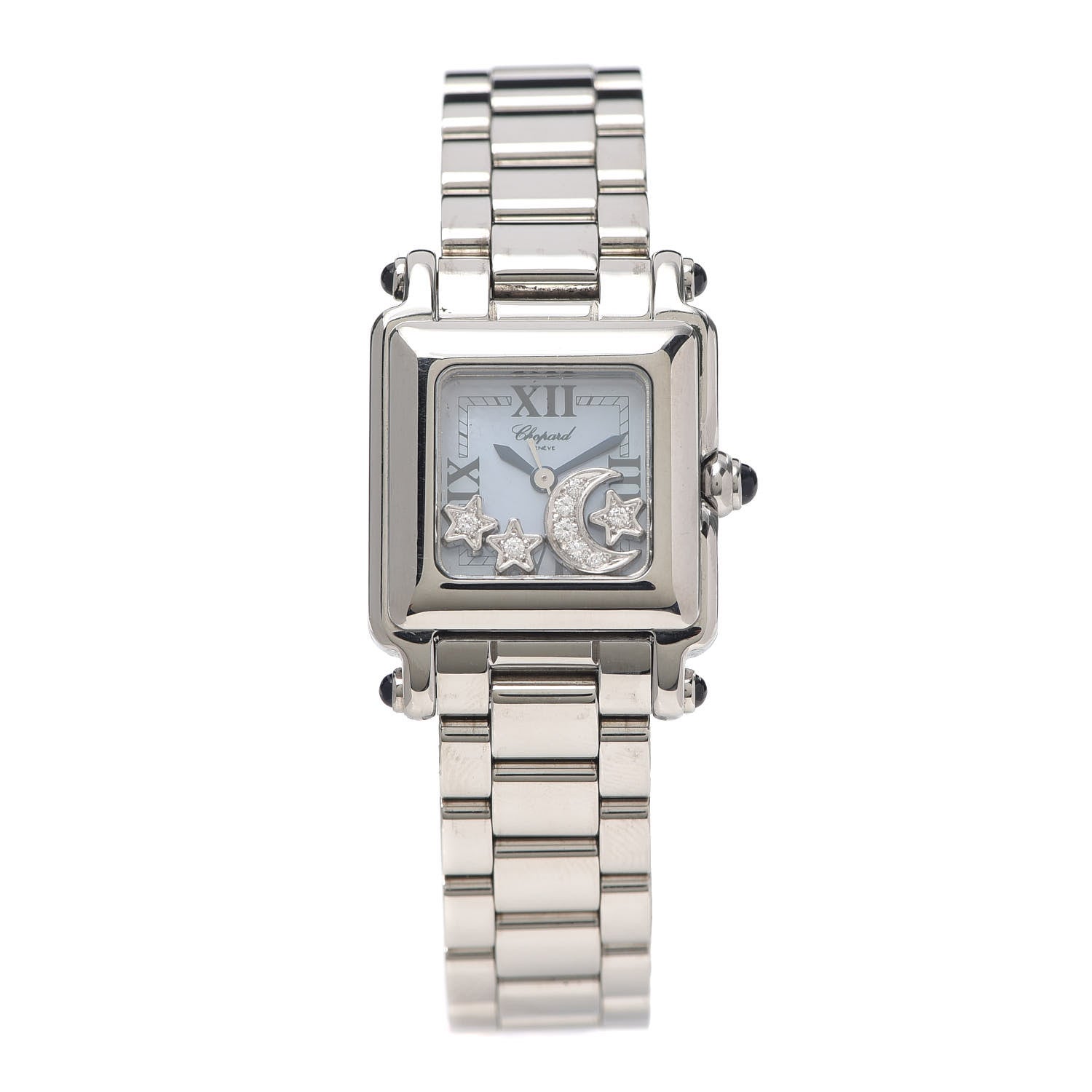 Chopard Stainless Steel Diamond Mother of Pearl 23mm Happy Sport Moon Star Quartz Watch 1 of 5