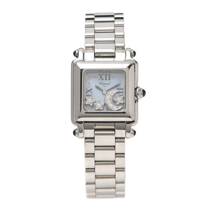 Chopard Stainless Steel Diamond Mother of Pearl 23mm Happy Sport Moon Star Quartz Watch 1 of 5