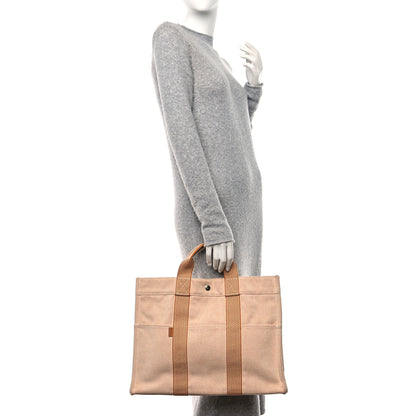 Hermes Canvas Herline MM Tote Orange 3 of 9