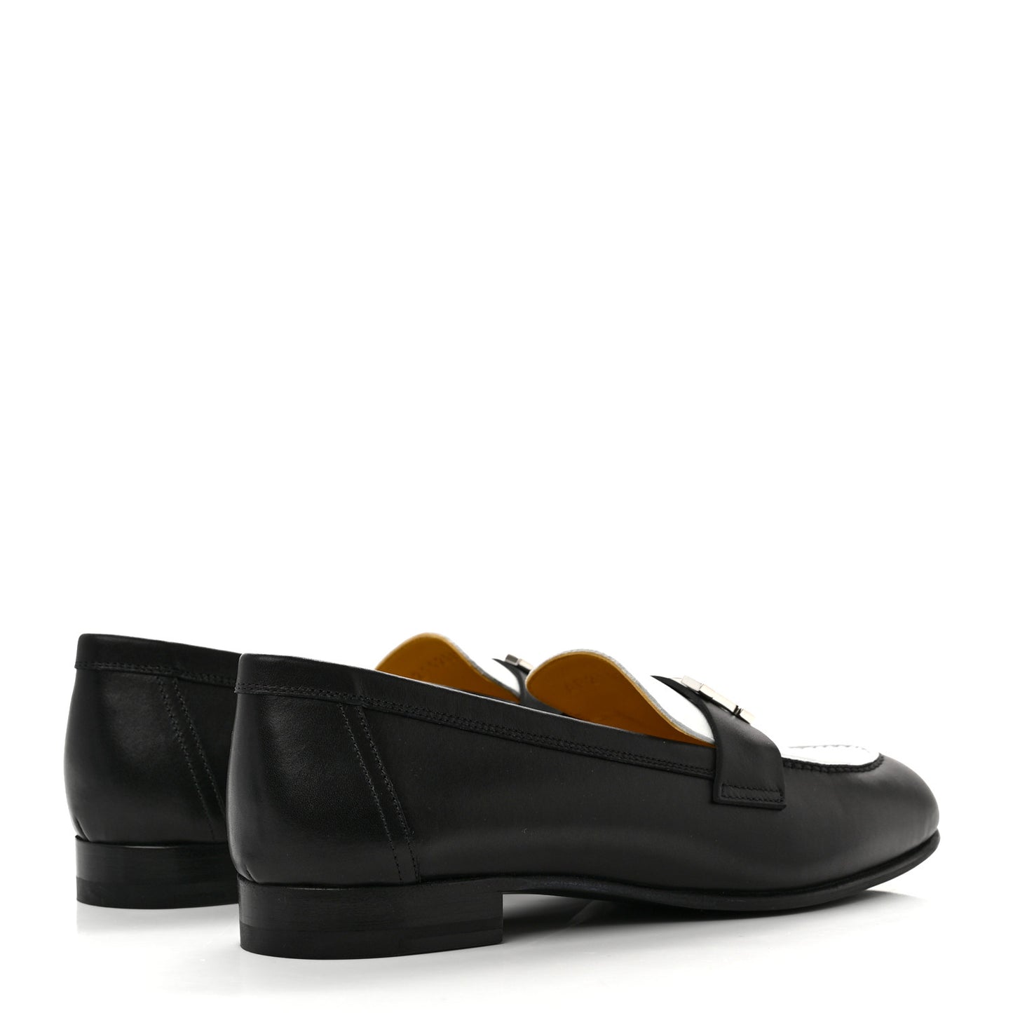 Calfskin Womens Paris Loafers 36 Black White