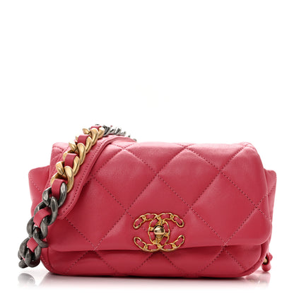 Chanel Lambskin Quilted Chanel 19 Waist Bag Pink 1 of 12