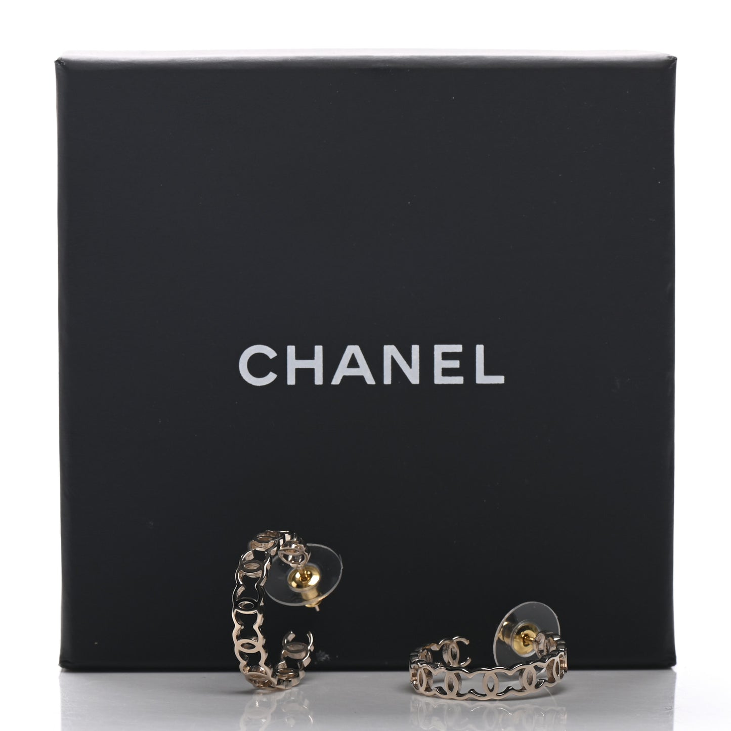 Metal CC Hoop Earrings Gold