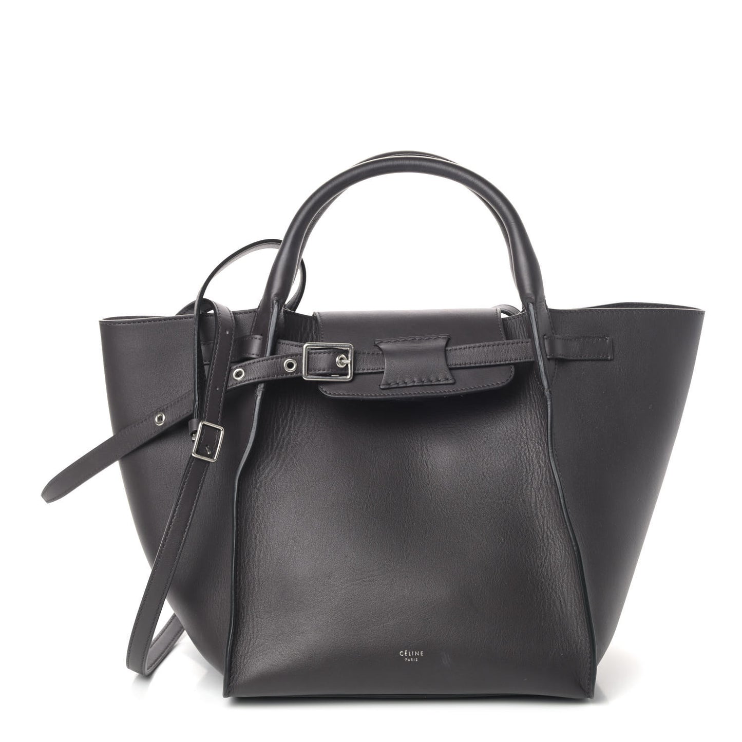 Supple Calfskin Long Strap Small Big Bag Gray