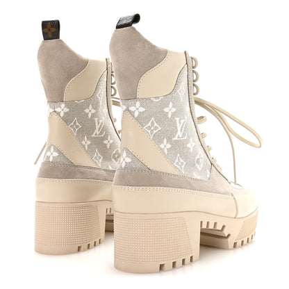 Louis Vuitton Suede Calfskin Laureate Platform Desert Boots 41 Beige 5 of 8