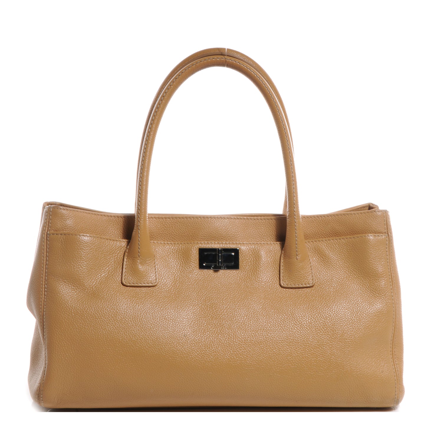 Caviar Mademoiselle Lock Cerf Shopper Tote Beige