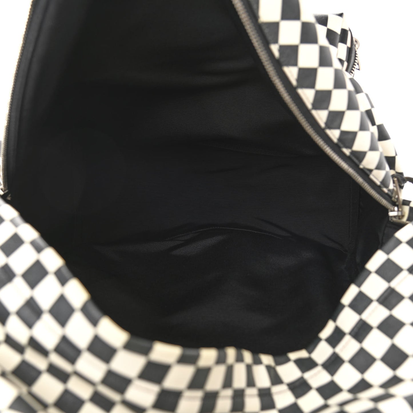 Calfskin Checked Print Hunting Backpack Black White