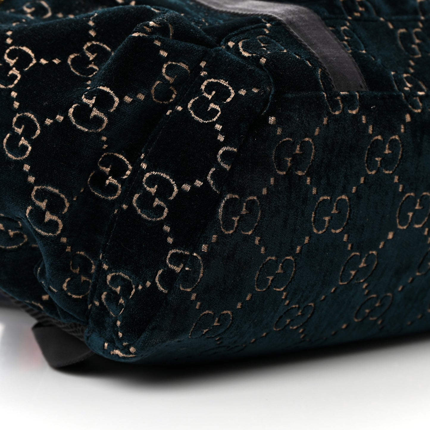 Velvet GG Monogram Web Medium Double Buckle Backpack Blue Beige Black