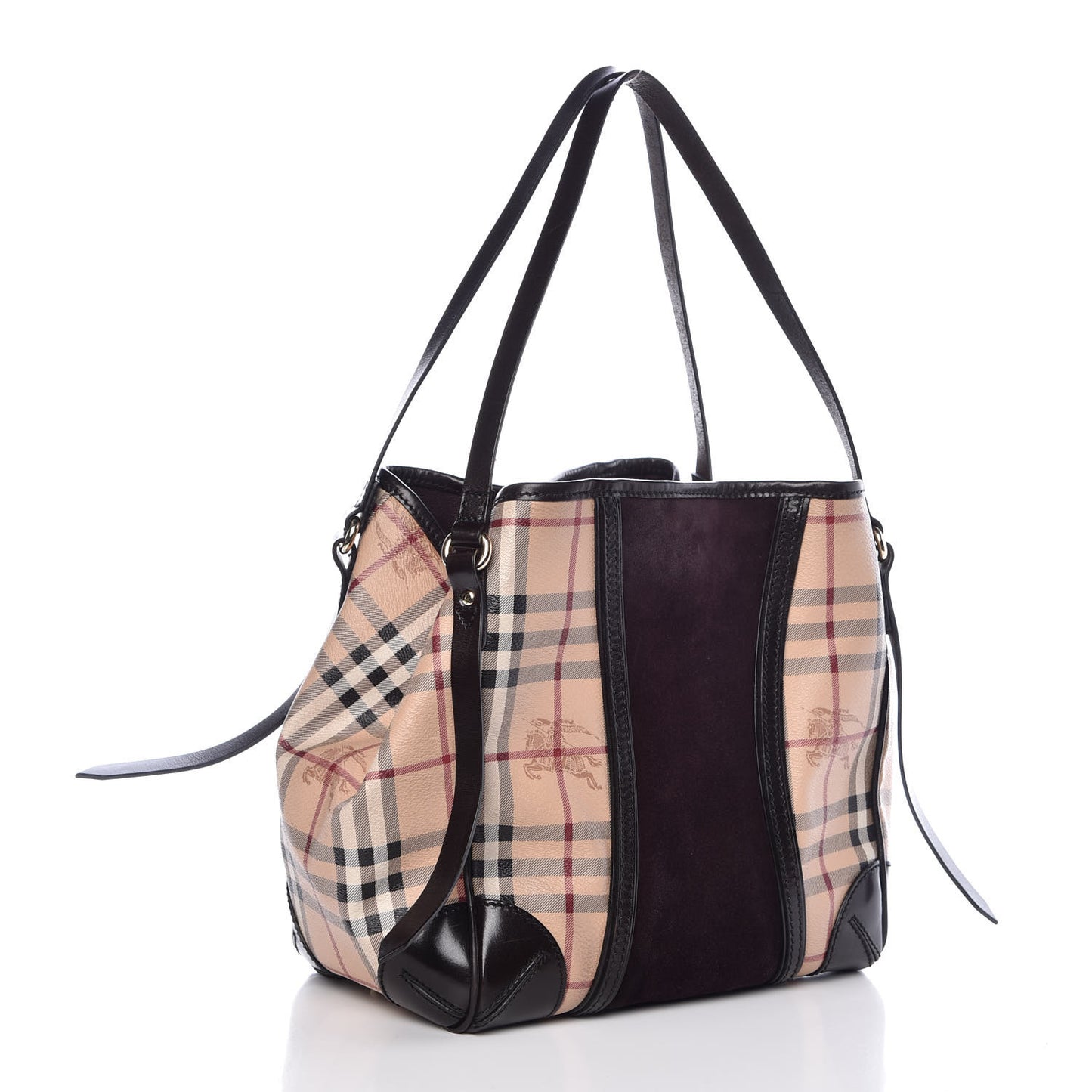 Suede Haymarket Check Colorblock Small Canterbury Tote Plum
