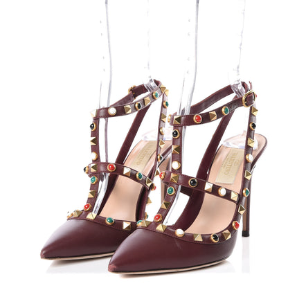 Valentino Garavani Nappa Rockstud Rolling Ankle Strap 100mm Pumps 36.5 Rubin 2 of 11