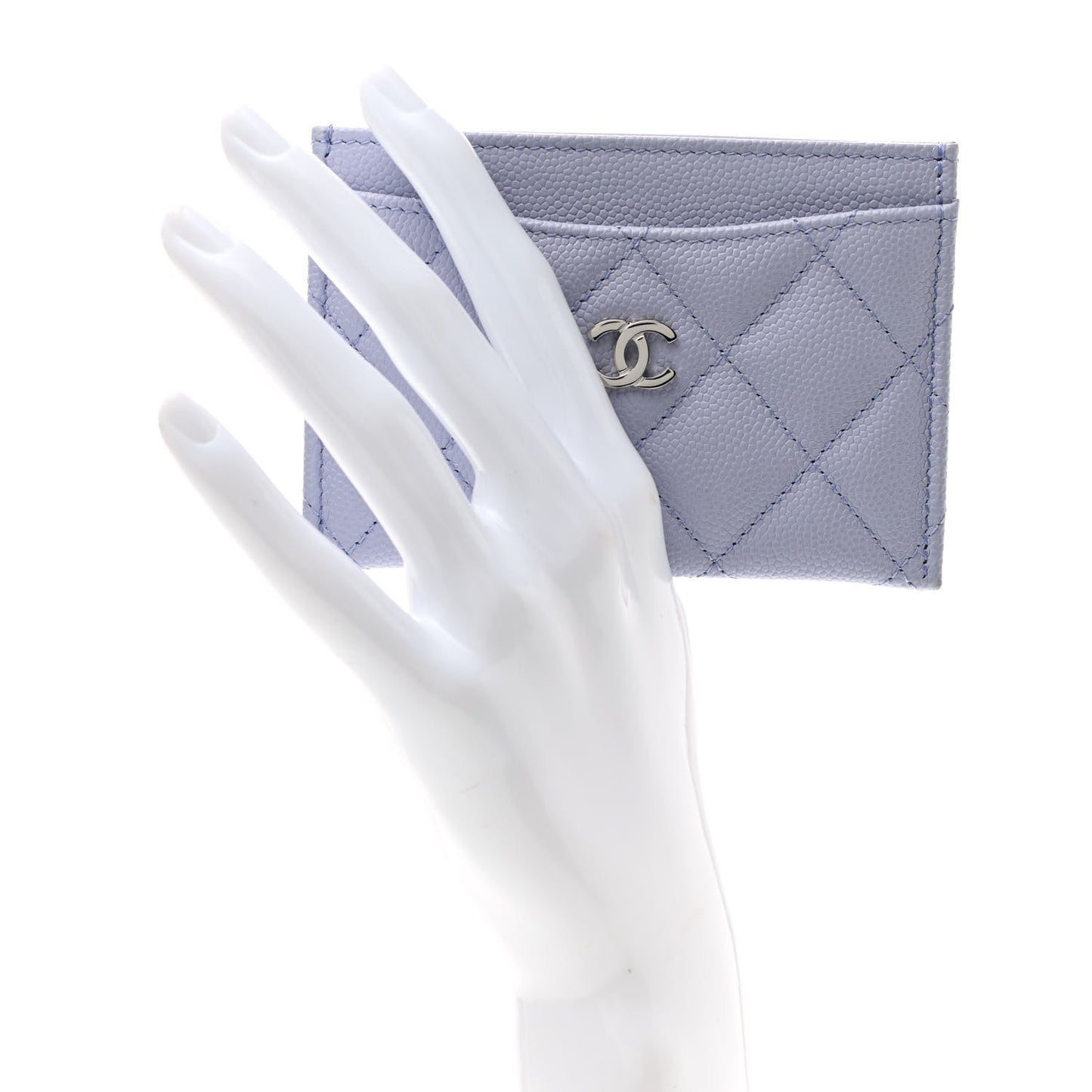 Caviar Quilted Card Holder Light Purple