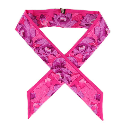 Hermes Silk Fleurs de Lotus Twilly Rose Indien Fuchsia Violet 1 of 6