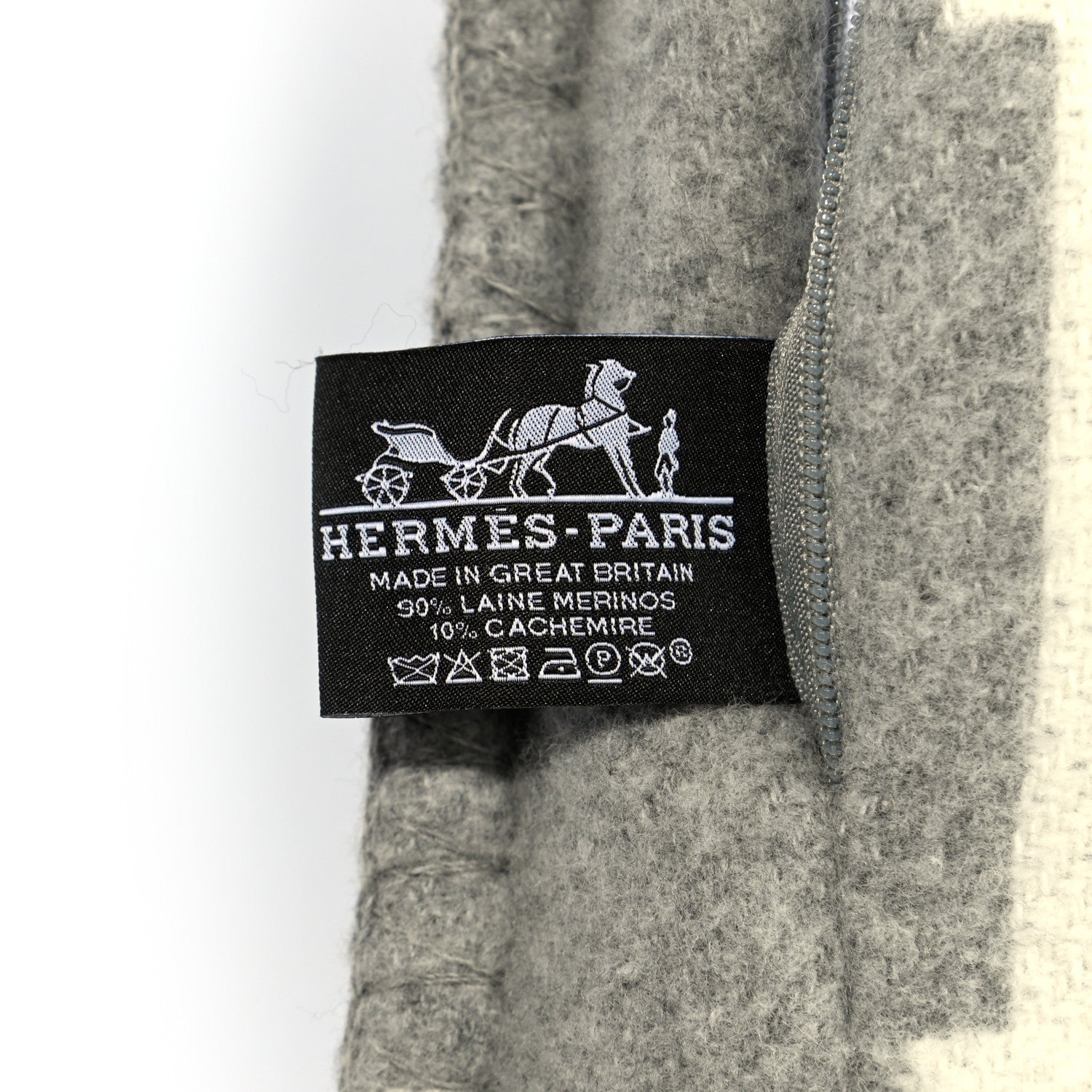 Hermes Wool Cashmere Avalon III Pillow PM Ecru Gris Clair 3 of 3