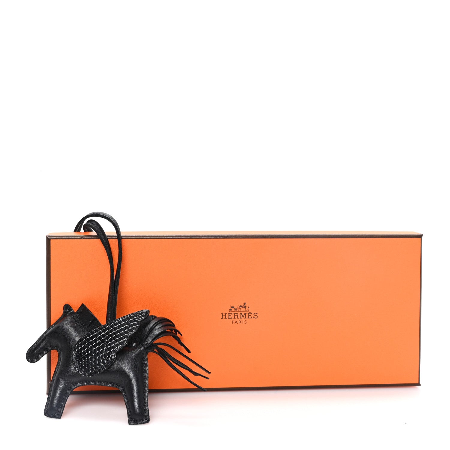 Hermes Milo Lambskin Lizard Touch Grigri Rodeo Pegase Horse Bag Charm PM So Black 5 of 5