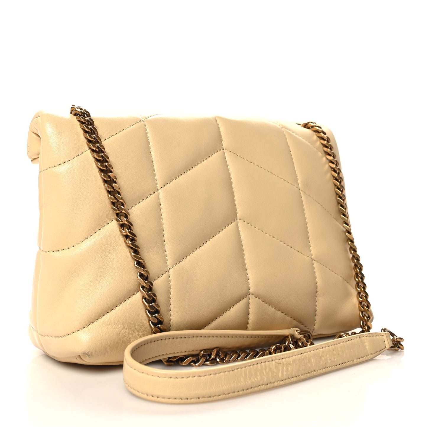 Lambskin Quilted Toy Loulou Puffer Monogram Chain Satchel Jaune Pale