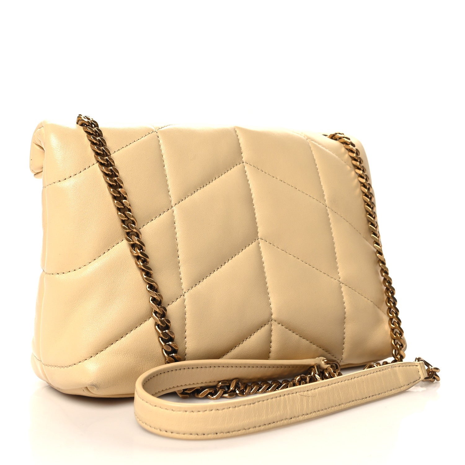 Saint Laurent Lambskin Quilted Toy Loulou Puffer Monogram Chain Satchel Jaune Pale 3 of 13